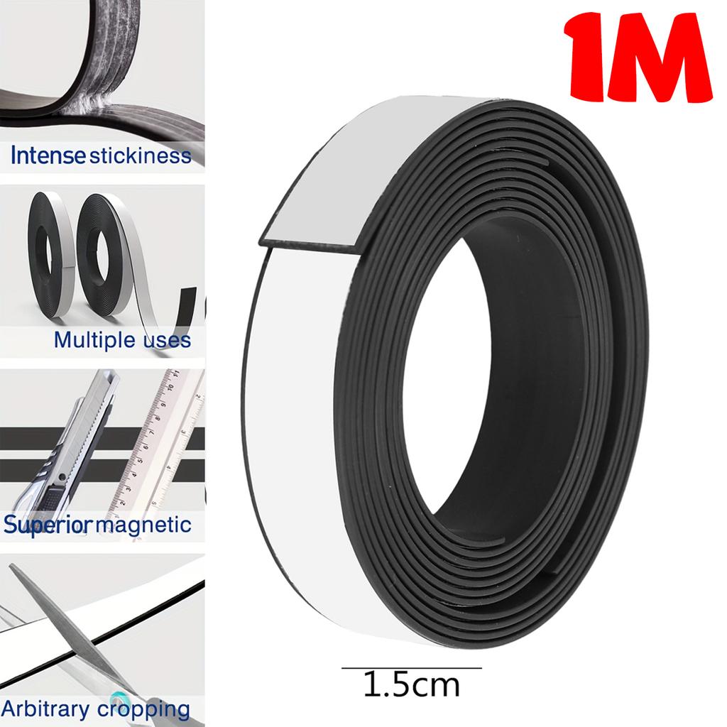 1/10M Flexible Magnetic Strip Tape for Home Wall Adhesive Backing Memo Strip Black Bulletin Board Self Adhesive Magnetic Tape