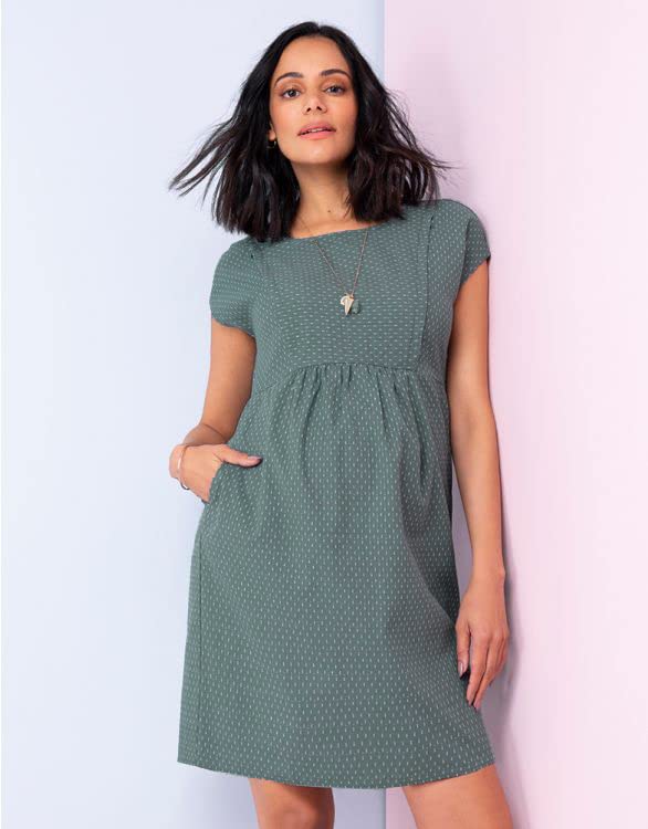 Seraphine Casual Maternity Size Suitable for Nursing Women's Dress, Sage, UK8,