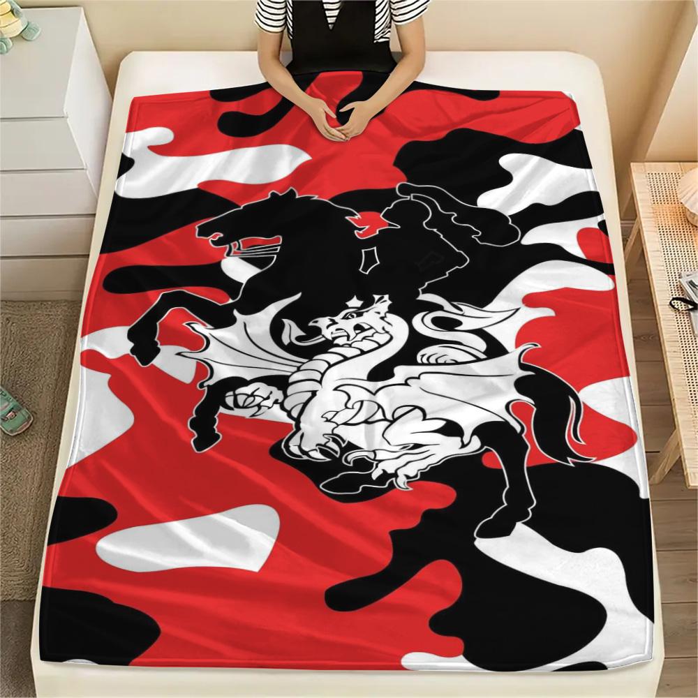 1Pc St George Dragons Print Flannel Blanket High Quality Warm Comfortable Cover for All Seasons Perfect for Gifts Home Decor