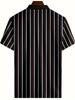 Men's Casual Fashion Short Sleeve Baseball Shirt Mature Black and White Stripe 3D Print Clothing Short Sleeve Shirt Business Casual Shirt