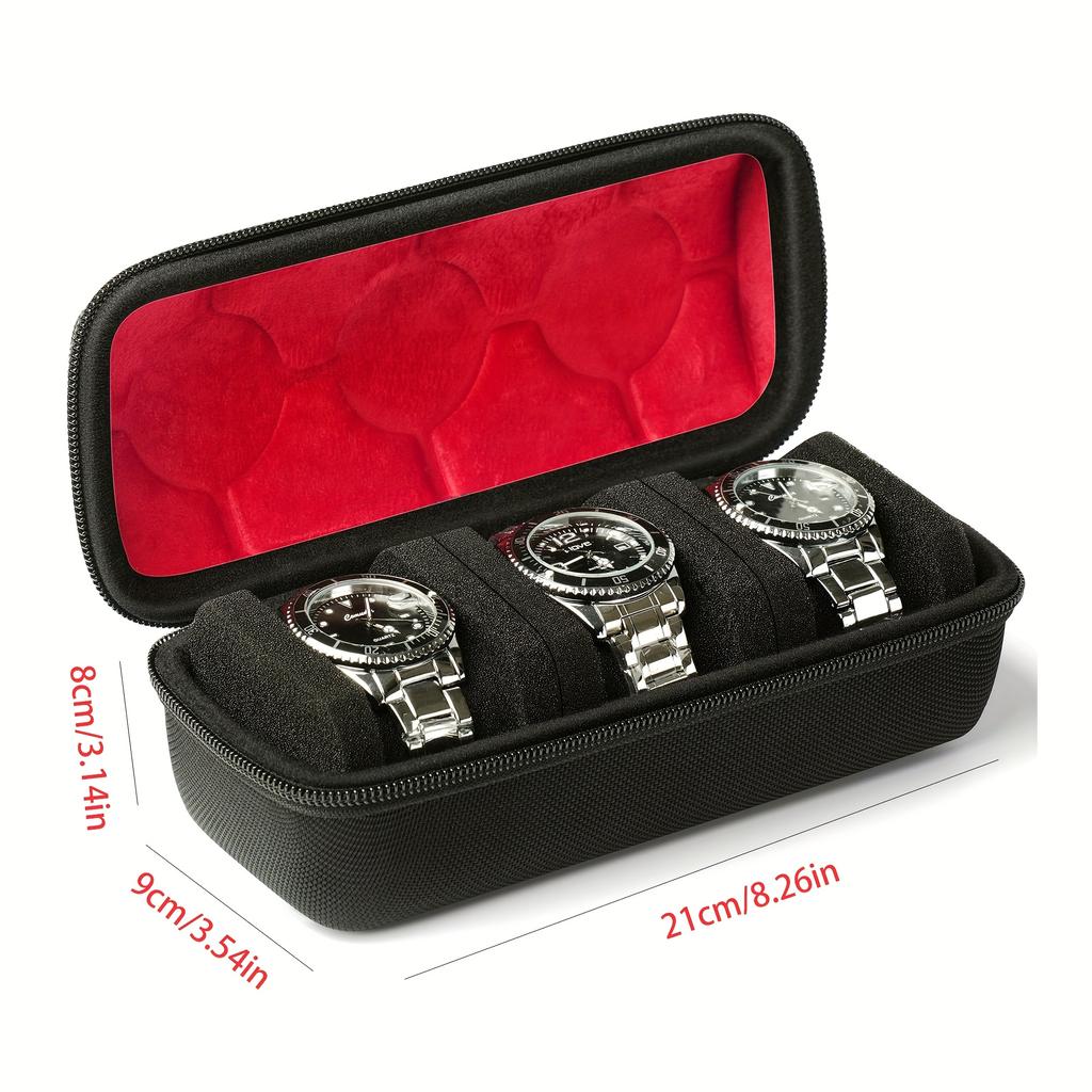 2/3/5 Steckplätze Uhren-Reiseetui, Hartes Uhren-Rolle, Reise-Uhren-Organizer-Etui mit formschlüssigem Kissen, Rote Mikrofaser-Fütterung