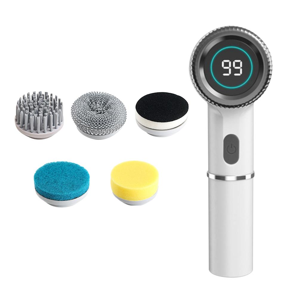 Wireless Electric Cleaning Brush Electric Spin Scrubbers with 5 Brush Heads Cordless Electric Scrubber Household Cleaning Gadget
