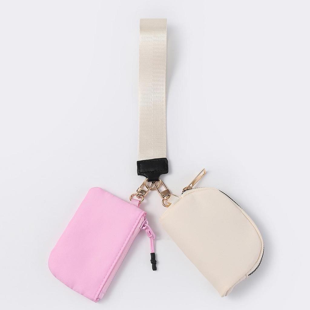 LULU Color Block Waterproof Nylon Coin Purse & Wristlet Key Bag