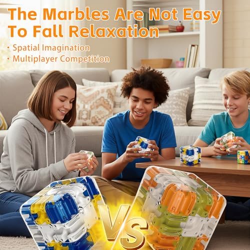 3D Labyrinth Cube Ball Maze Puzzle, 3x3 Interactive Fidget Toy, Stress Relief & Brain Teaser Gift for Parties Birthdays