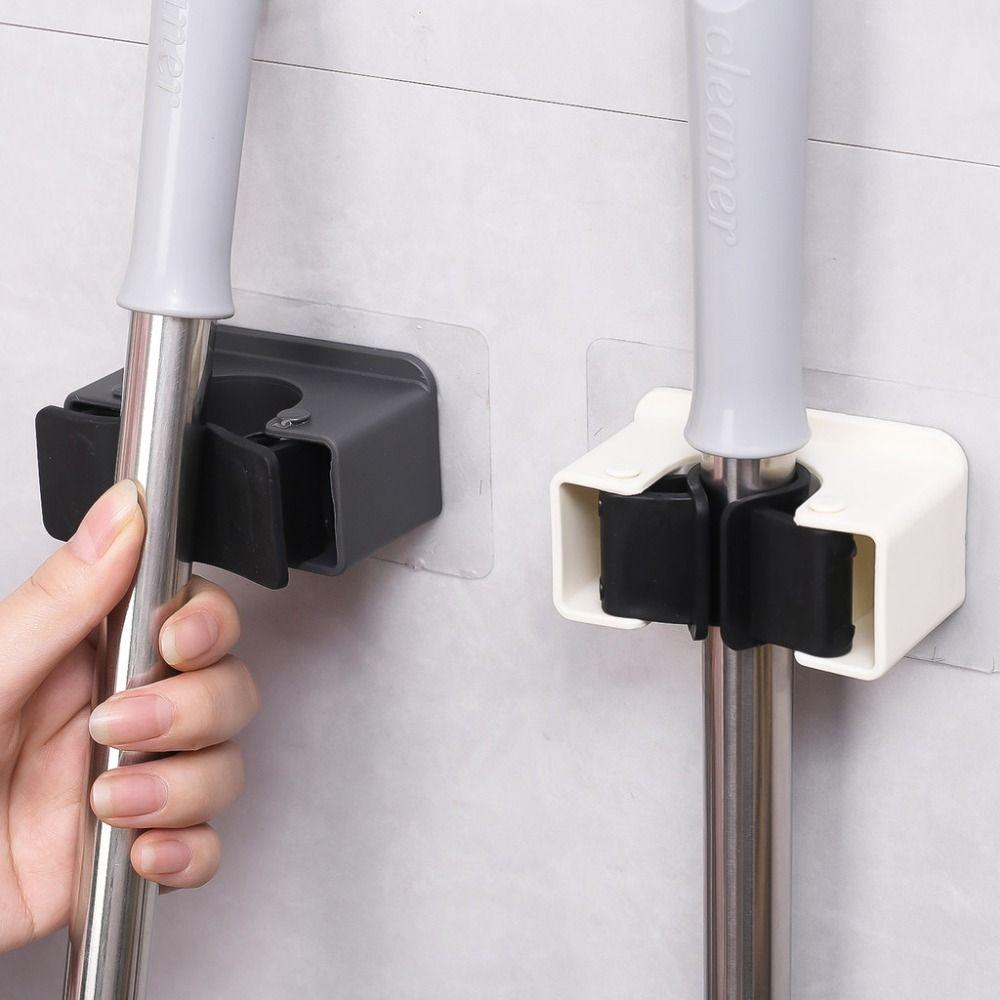 Traceless Mop Storage Holder Wall Mounted Broom Shelf New Bathroom Rack