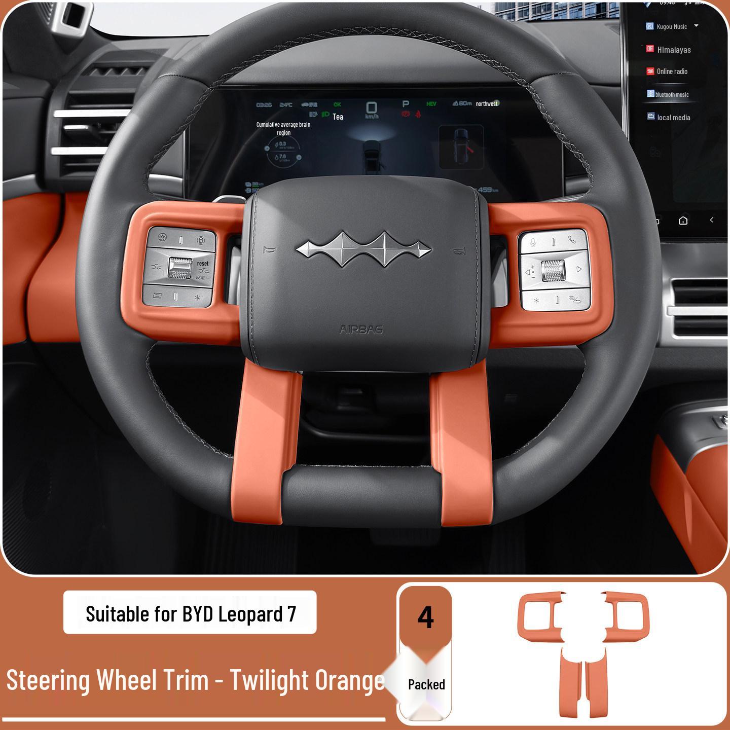 

Equation Leopard Titanium 7 Steering Wheel Trim Frame - Carbon Fiber Texture ABS Interior Sticker Decoration