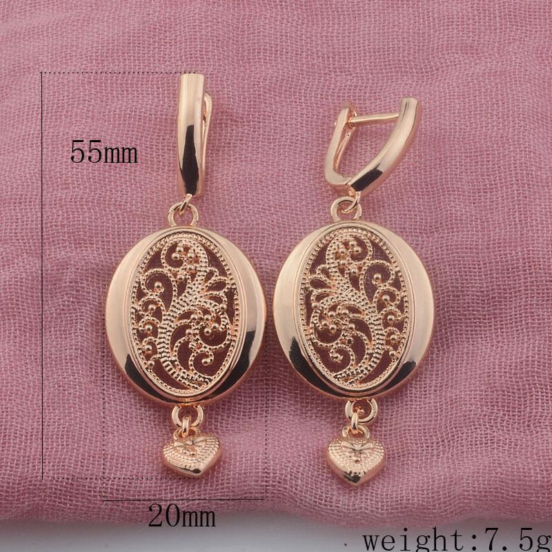 

2 Стиль Жіночий 585 Рожеве Золото Колір Овальний Круглий З Підвіскою Серце Крапля Звисаючий Циркон