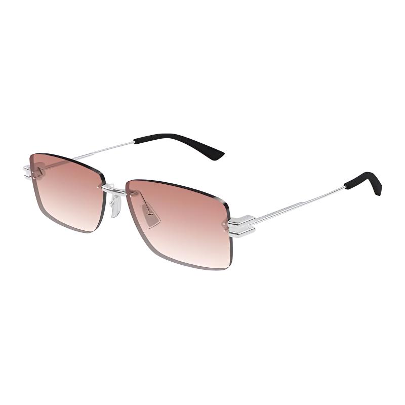 

Bottega Veneta Rectangular Sunglasses Silver Unisex Eyewear BV1126S-007 58,Silver