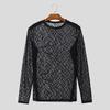 INCERUN Men Round Neck Long Sleeve Mesh Skinny Tops See Through T-shirts Undershirts