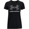 Under Armour Solid Color Round Neck Short Sleeve T-Shirt With Letter Logo Print Women Tops Black 1356305-003