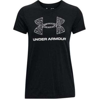 Solid Color Round Neck Short Sleeve T-Shirt With Letter Logo Print Women Tops Black 1356305-003
