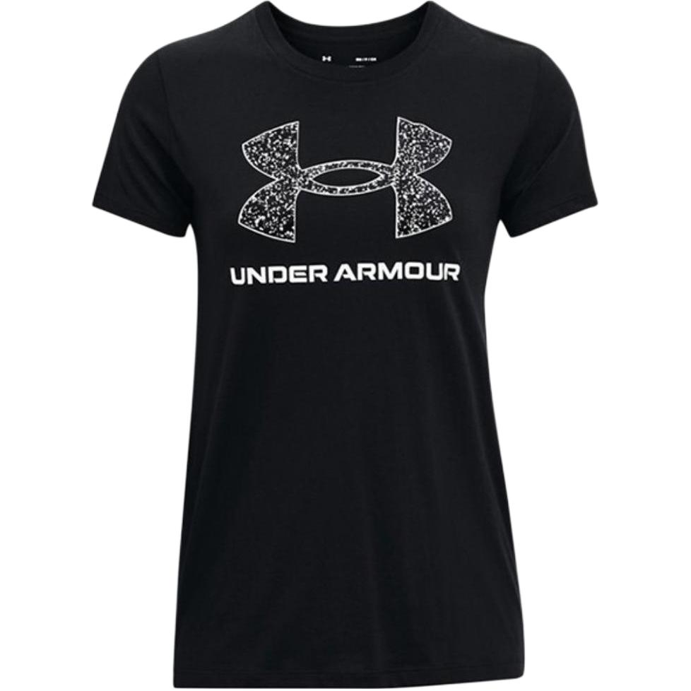 Under Armour Solid Color Round Neck Short Sleeve T-Shirt With Letter Logo Print Women Tops Black 1356305-003