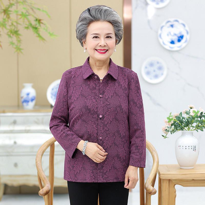 Grandma's Long-Sleeve Spring & Autumn Top for Elderly Women