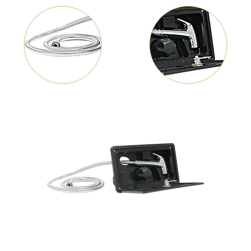 Exterior RV Shower Box Kit with Key Lock Portable Pull Out Head for Travel Trailer Van Outdoor Accessories