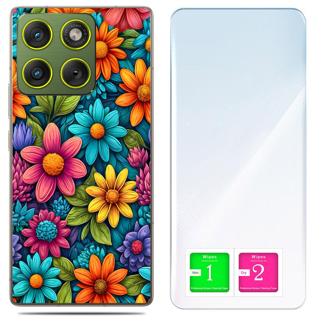 Etui Do Motorola Edge 70 Obudowa Foto Case Plecki Grafika Kwiaty + Szkło