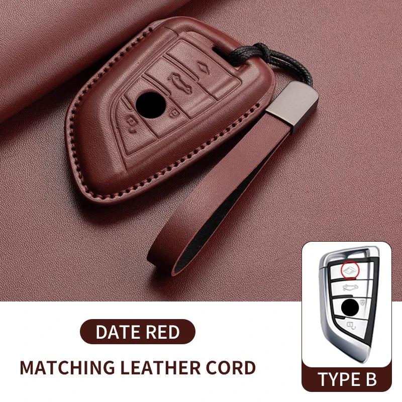 Leather Car Remote Key Case Cover Shell for BMW X1 X3 X5 X6 X7 1 3 5 6 7 Series G20 G30 G11 F15 F16 G01 G02 F48 Keyless Key Fob
