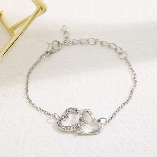 4Pcs/Set Necklace Earrings Ring Bracelet Hollow Out Heart Pendant Jewelry Korean Style Simple Jewelry Set for Daily Wear