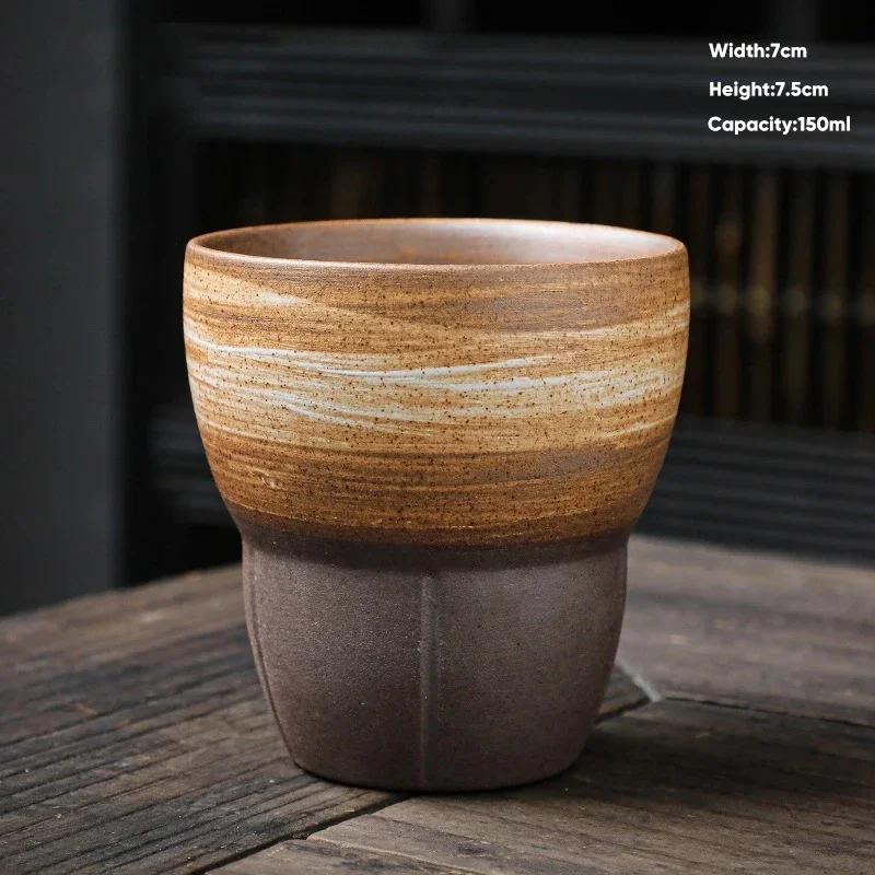 1pc 150ml Japanese Ceramic Coffee Cup Pottery Espresso Cups Vintage Kung Fu Tea Cup Office and Household Water Mug Wholesale