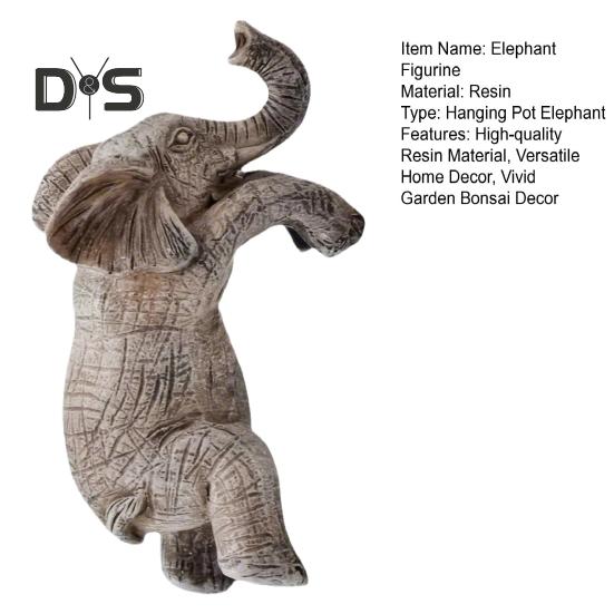 Hanging Resin Elephant Flower Pot Hugger Planter Edge Elephant Figurine Planter Hanging Bonsai Ornament for Garden Yard Balcony