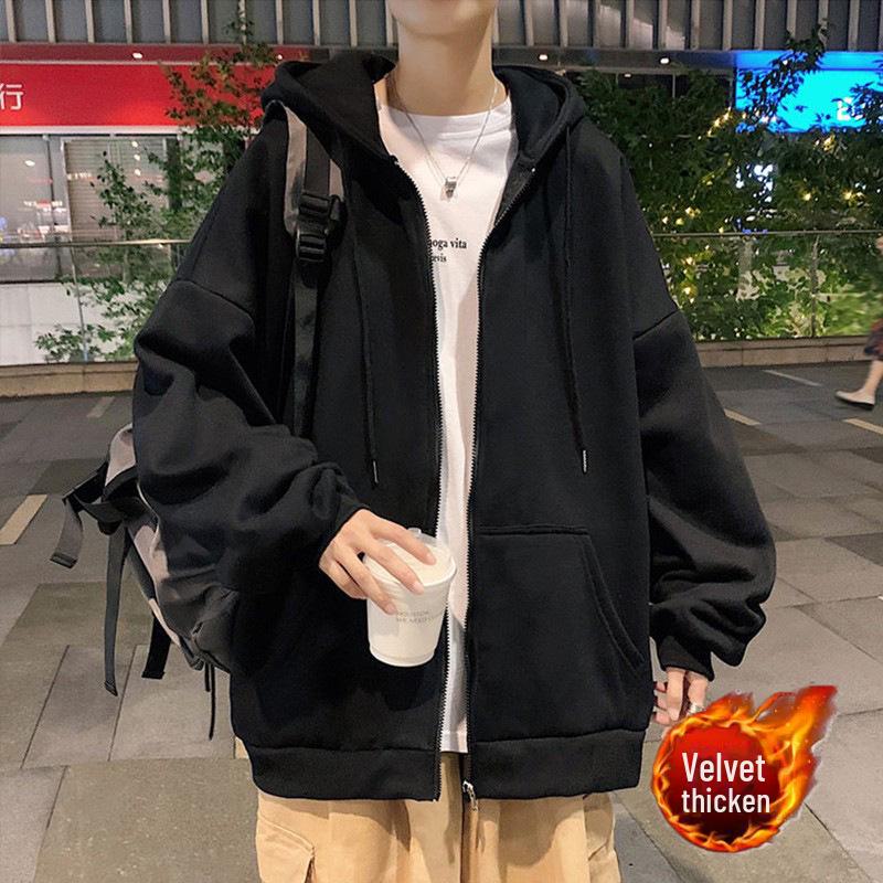 

Американский модный мужской бархатный кардиган с капюшоном: Спортивная куртка для мальчиков весна/осень 2023 XXL чёрный