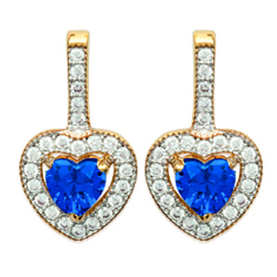 [L3741] - Gold Plated 'Love' White Sapphire Gold Earrings - 15x8 Mm