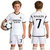 Set Tricou Fotbal Copii Real Madrid CR7 Nr. 7 Pantaloni Scurți Șosete Ronaldo Kit Sport Alb Tineret