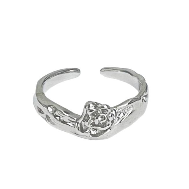 Light Luxury Simple Rose Opening Adjustable Ring Full Of Diamonds Zircon Super Fairy Fashion Ring Woman