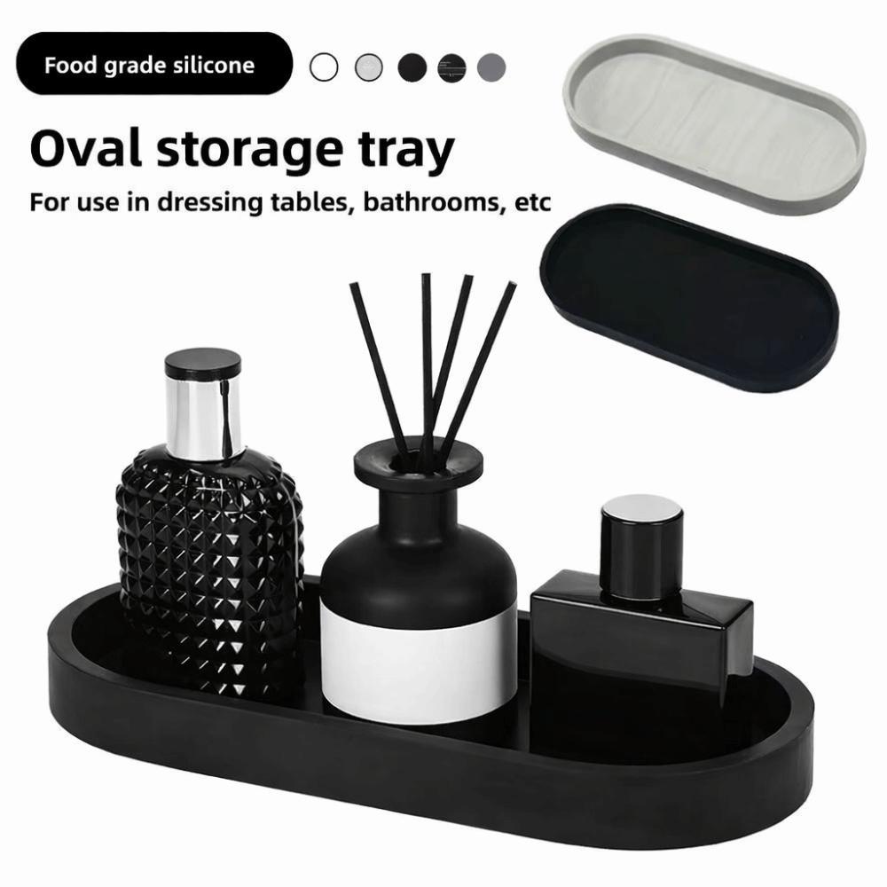 Oval Silicone Storage Tray Shatterproof Thickened Soap Tray Waterproof Jewelry Storage Box