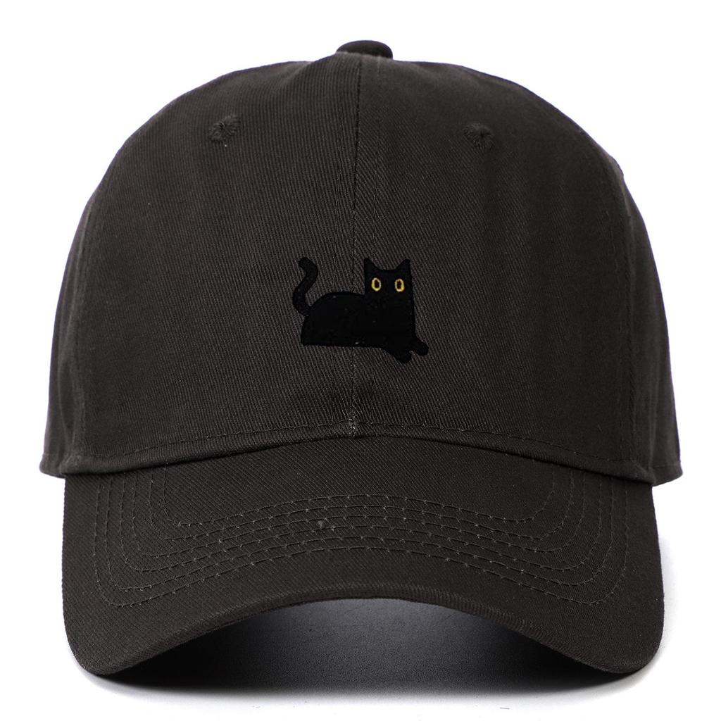 Black Cat Embroidery Soft Brim Baseball Cap - Unisex Summer Sun Hat, Outdoor Hip Hop Style