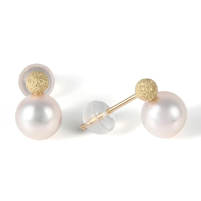 

pearl pearl earrings 5.5mm Akoya Pearl snowball ladies K18 yellow gold