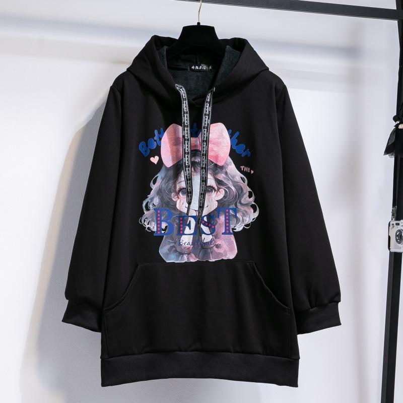 

Жіноча нова зимова толстовка з флісовим принтом і кишеньковими шнурками 7XL