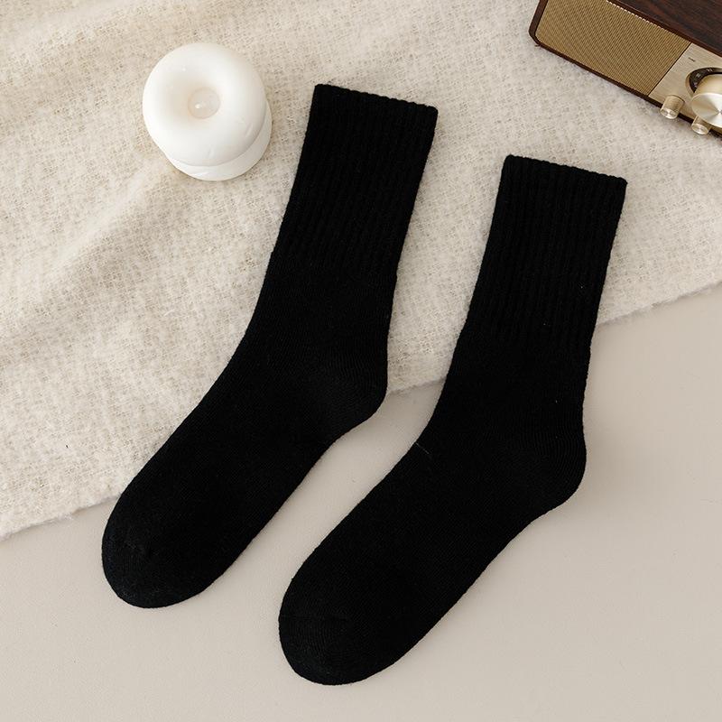 Chaussettes en laine super épaisses pour hommes et personnes âgées en automne et en hiver, chaudes mi-mollet, polaire et chaussettes longues épaissies anti-froid