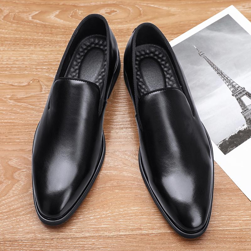 Fashion Business Formal Slip-On Leather Shoes Men's Casual Moccasins Black Wedding Dress Fashion Oxford Shoes Pointed Office Shoes
