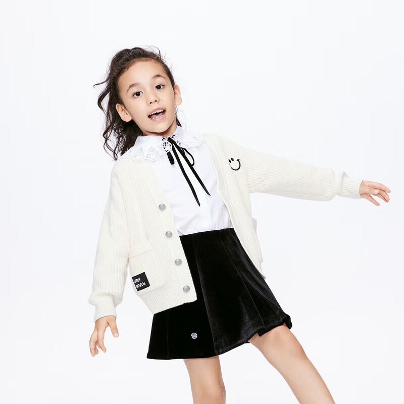 little MO&Co. Kids  V-Neck Wool Blend Cardigan 110