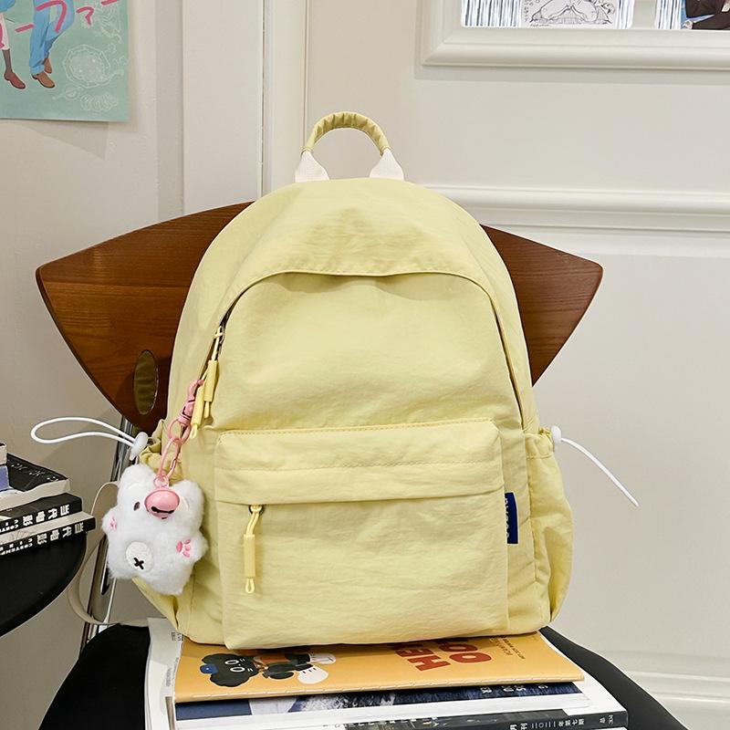 Japanese Soft Girl Bag Female Korean Version of Solid Color Joker Girl Backpack Junior High School Students High School Students Backpack.