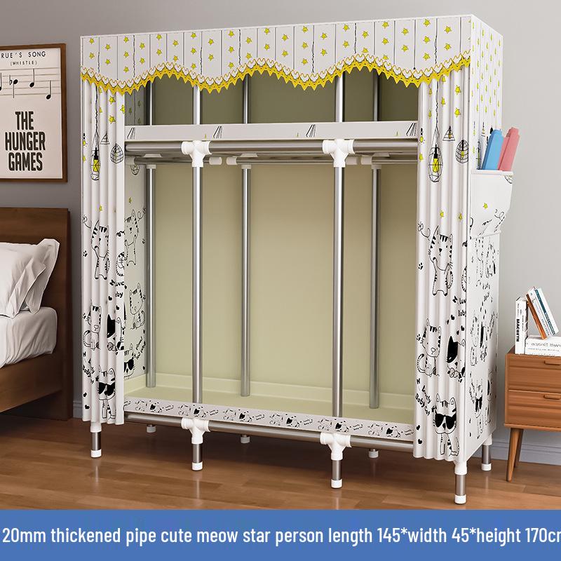 Thickened Steel Pipe Fabric Wardrobe for Dorm or Bedroom Storage