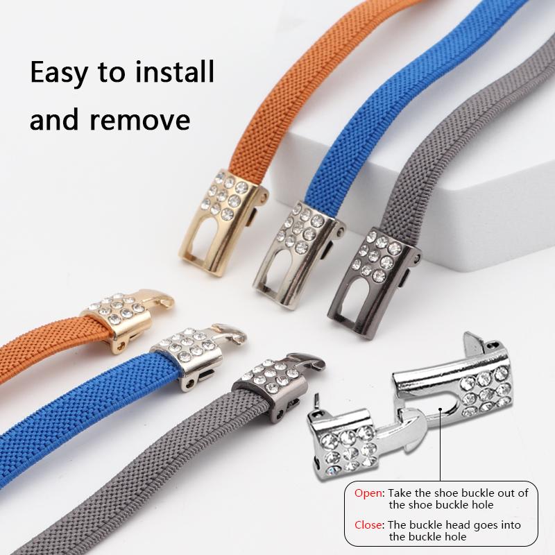 No Tie Shoe Laces Luxurious Diamond Cross Locks Shoelaces Without Ties Elastic Shoe Laces Sneakers Kids Adult Shoes Accessories