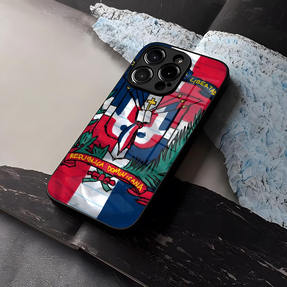 

Flag of Dominican Republic Phone Case For iPhone 15 13 14 12 11 Pro XS Max Plus Mini X XR 8 7 6s SE2020 Tempered Glass Coque iPhone15 Plus