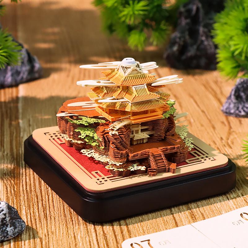 2026 Laojun Mountain 3D Paper Sculpture Tear-Off Calendar and Memo Pad Ornament, Perfect Cultural and Creative Gift for Company Annual Meetings.