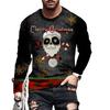 Spring and Autumn Round Neck 3D Christmas Printed Top Fashionable Casual Hip Hop Funny Long Sleeved Men's T-shirts