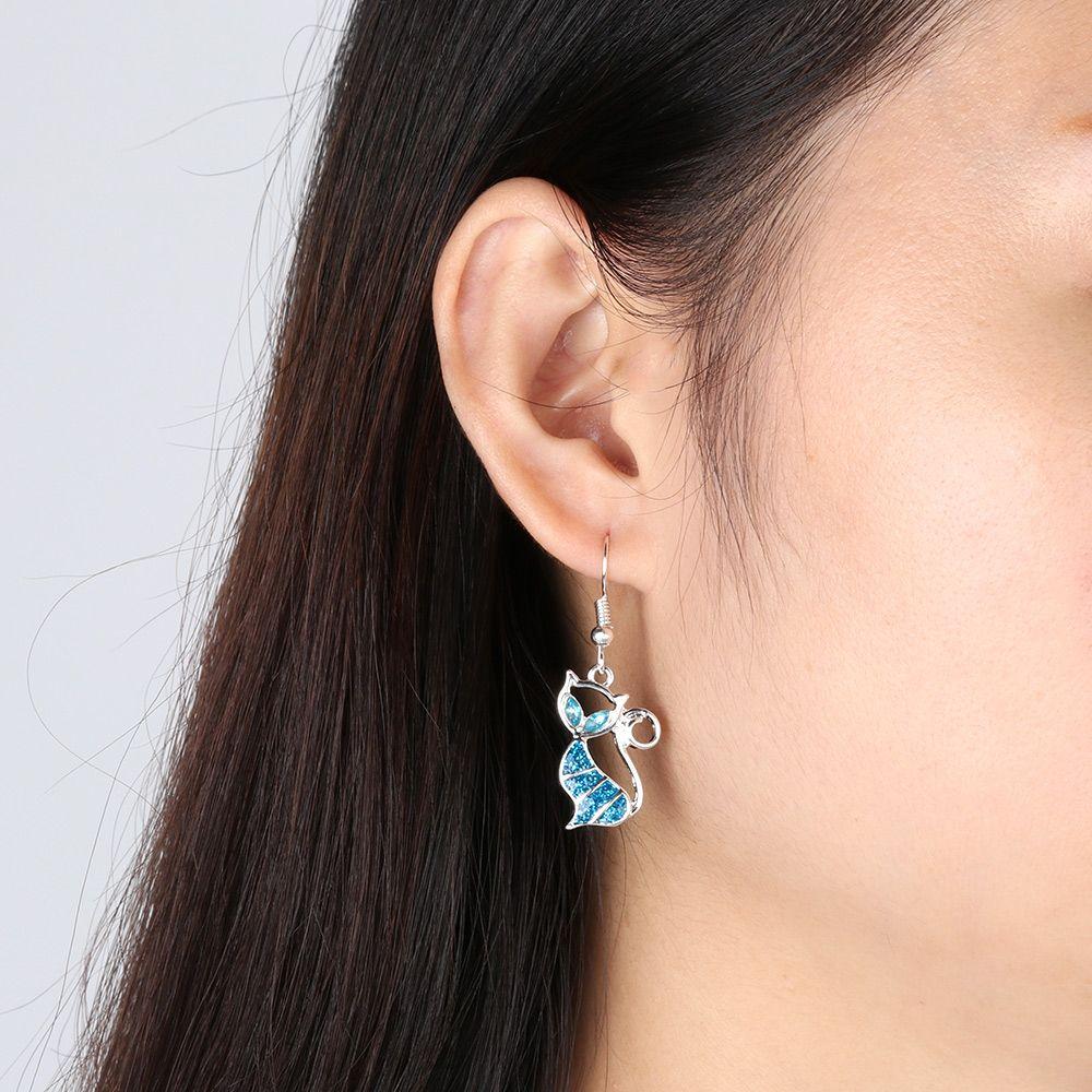 1Pair Exquisite Fashion Elegant Gift Opal Cat Earrings Jewelry Drop Dangle Hook Ear Stud