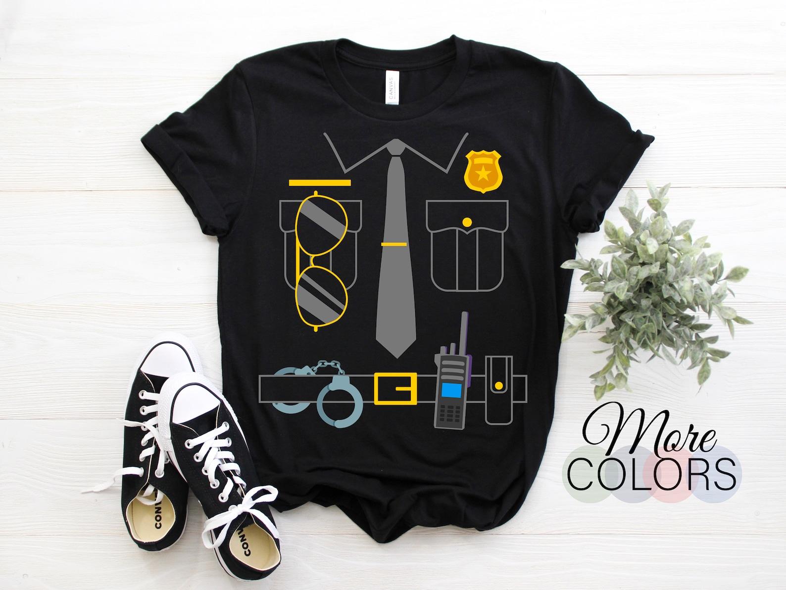 Policeman Costume Funny Halloween Police Officer T Shirt, Cute Wearing Cops Outfit Shirt, Awesome For Themed Party, Gift For Kids Boys Girls 100