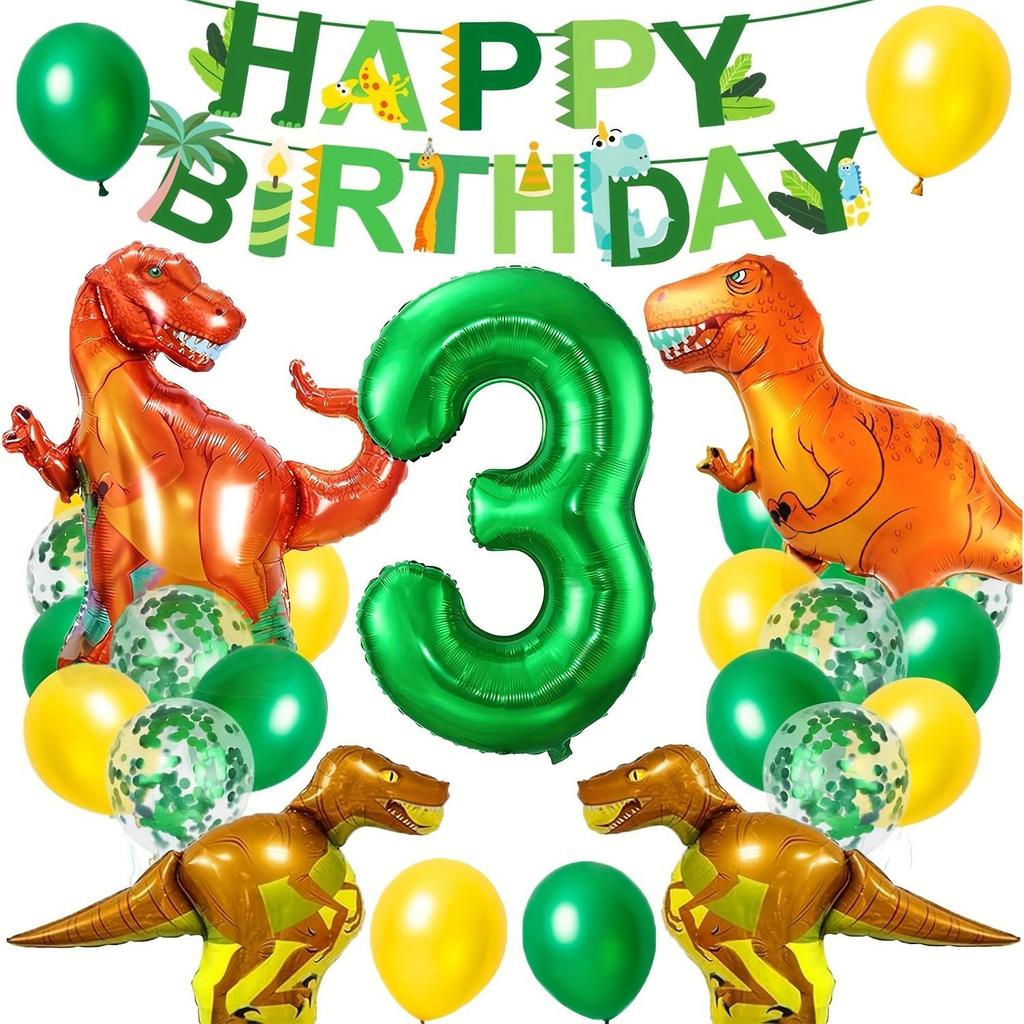 Aluminum Film Dinosaur-themed Balloon Set for Children's Jungle Birthday Party Decoration and Arrangement