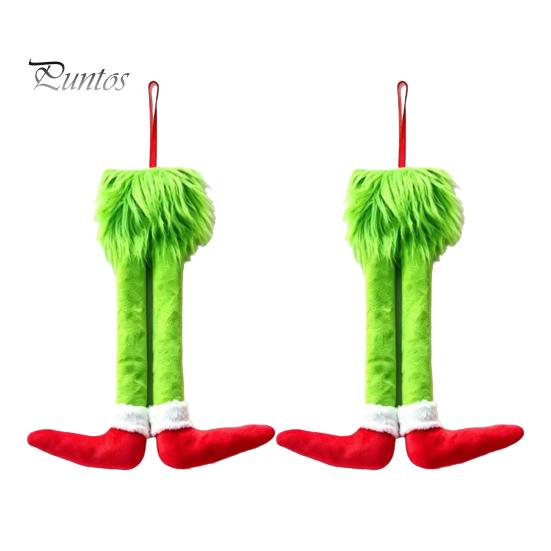 Plüsch Grüne Elfen Dekorationen 2 Stück Weihnachtsauto Bein Dekoration, Langes Haar Hängende Lustige Feiertags Spiegel Ornament für Zuhause Kamin Baum Dekor,