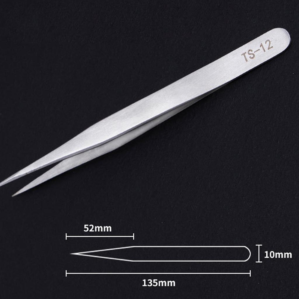 Stainless Steel Eyelash & Nail Art Tweezers Professional Pointed Tip Curved Jewelry Applicator for Nail Decorations False Lashes