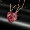 Colorful Glitter Design Broken Heart Best Friends Golden Necklace Set Of 2 For Girls Ladybro Friendship Chain Jewelry Gift
