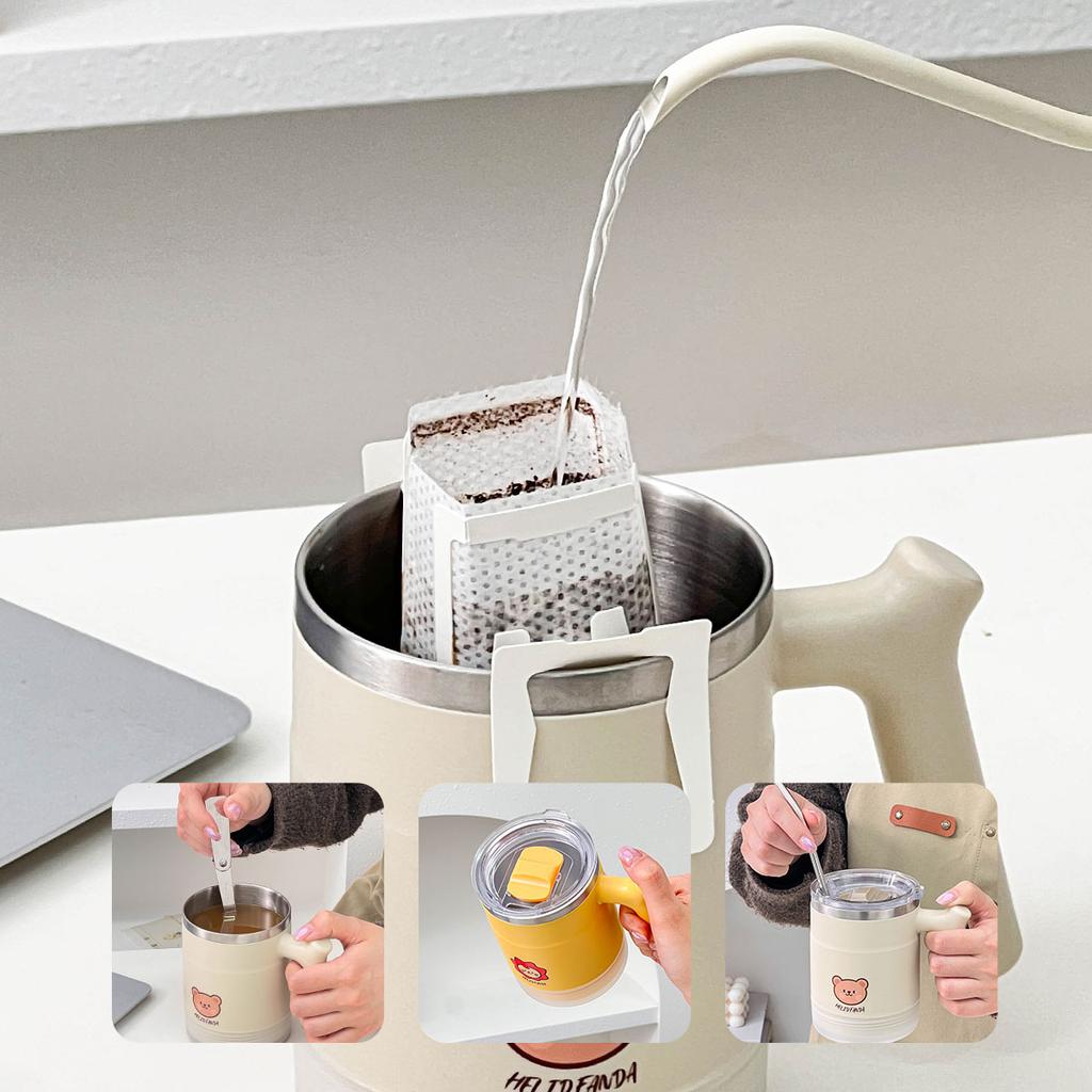 304 Stainless Steel Double Wall Insulated Water Cup Leak-proof Milk Coffee Mug With Spoon Reusable Tumbler Drinkware