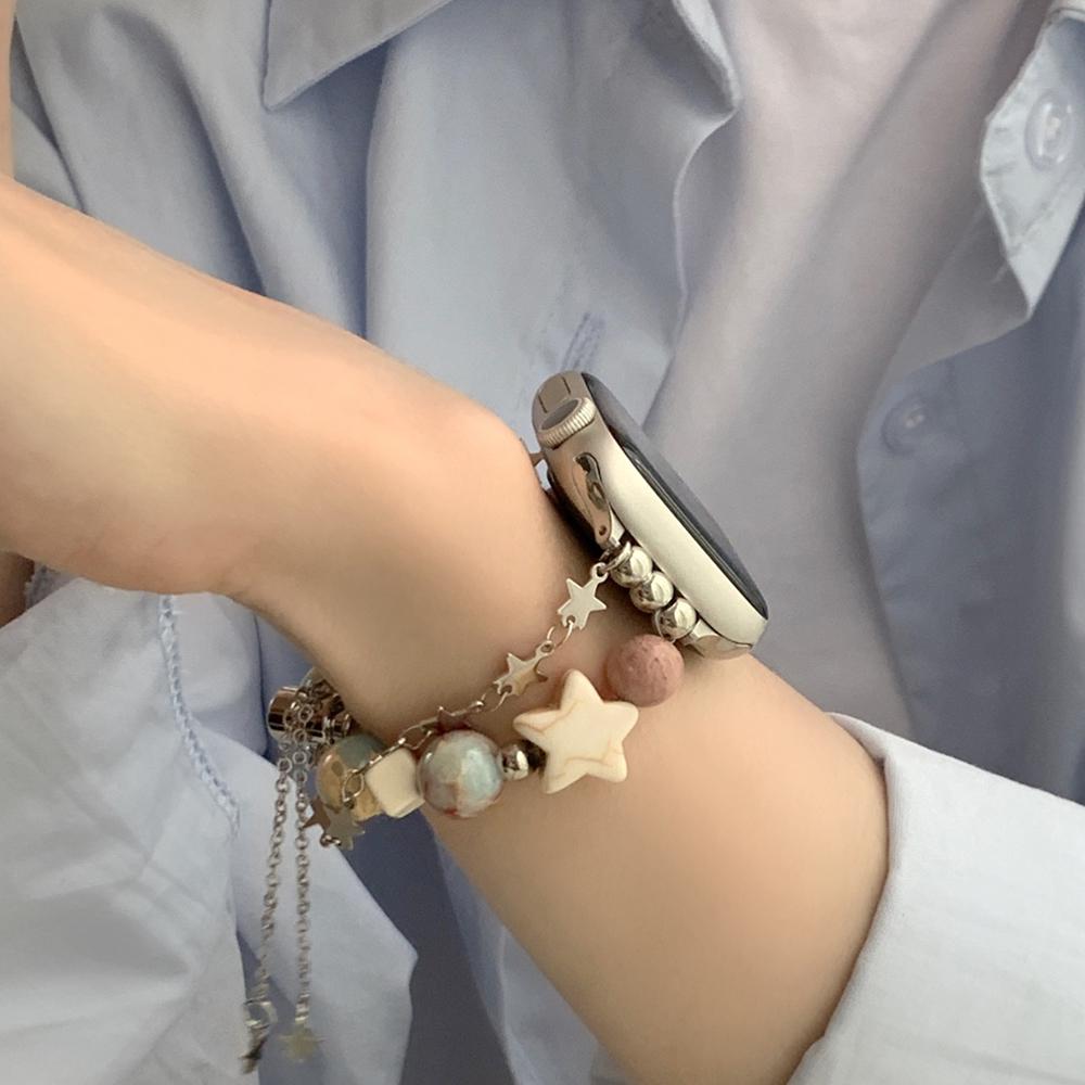 

INS Stylish Star Shell Beaded Watch Strap For Apple Watch Band 46 42mm 38 40 41 44 45 49 Smart Bracelet For iWatch Series 10 9 8 S10-42 38 40 41mm