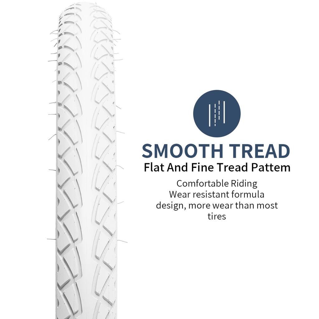 YunSCM Y-302 (White), 26x2.125 Tires, 26x2.125 54-559, for 26-inch 2.125 Mountain and Cross Bikes, Two Tires