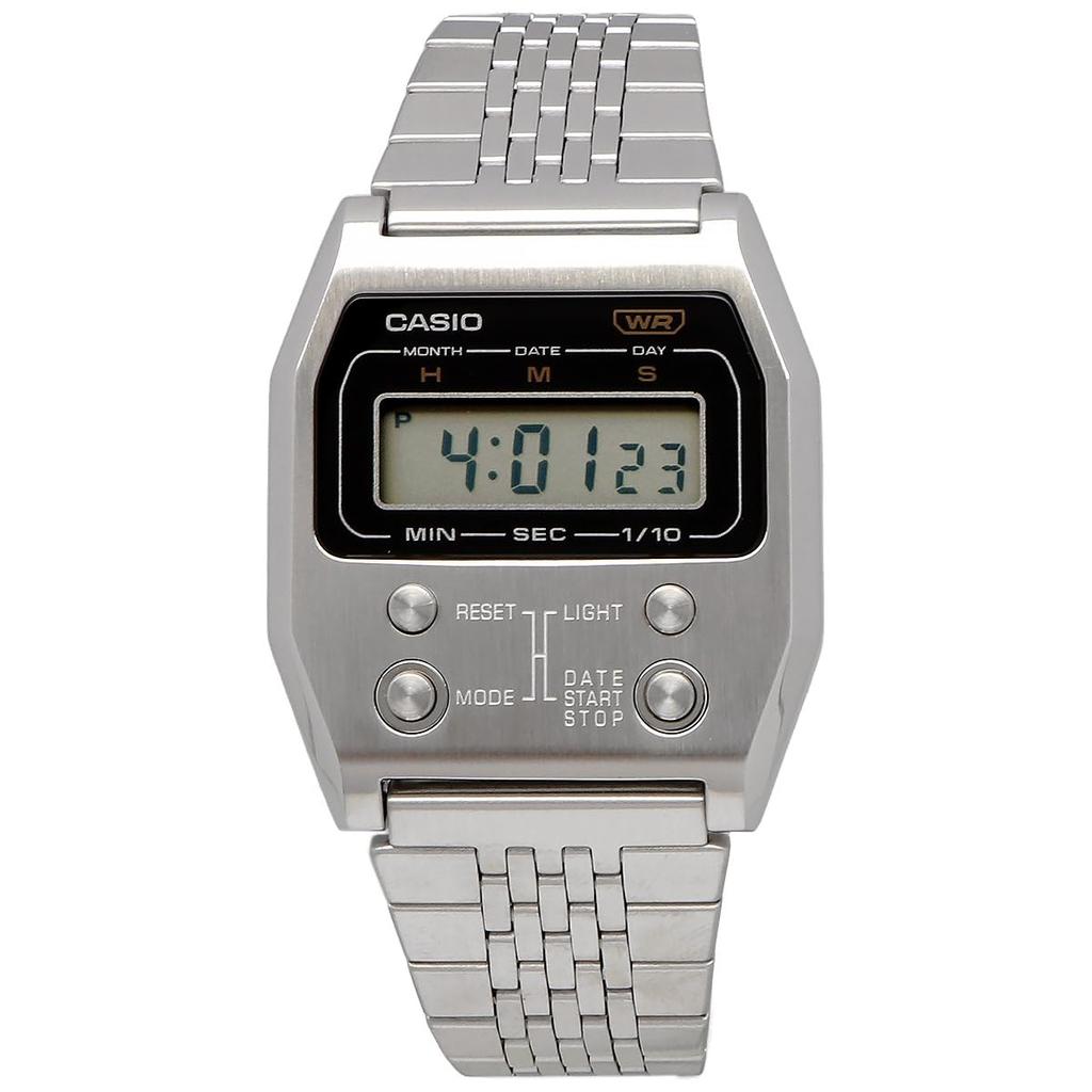 Casio Orologio digitale Vintage Series Reprint Design Unisex Argento Overseas Modello A1100D-1 [Articolo]